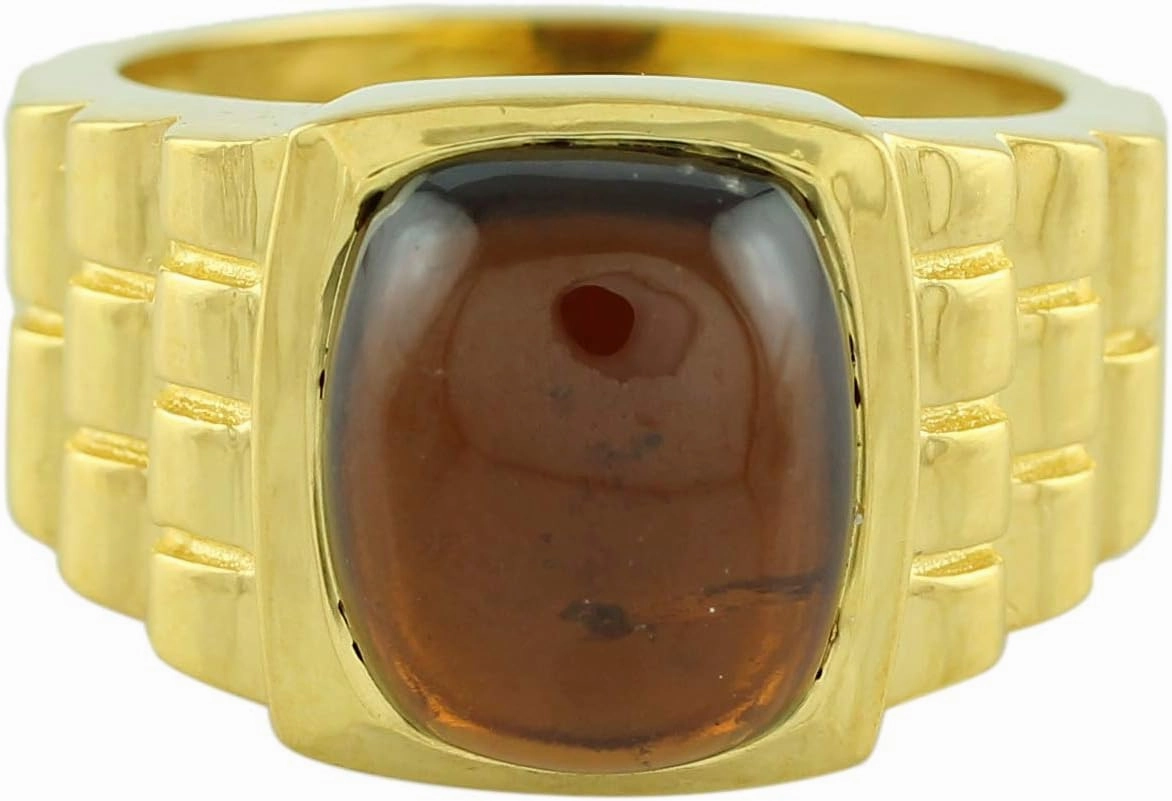 Carillon Stunning Hessonite Garnet Cushion Shape 10X12MM Natural Earth Mined Gemstone 14K Yellow Gold Ring Wedding Jewelry for Women & Men