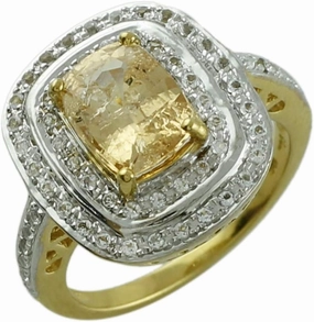 Carillon Stunning Imperial Hessonite Cushion Shape 9X7MM Natural Earth Mined Gemstone 925 Sterling Silver Ring Wedding Jewelry (Yellow Gold Plated) for Women & Men