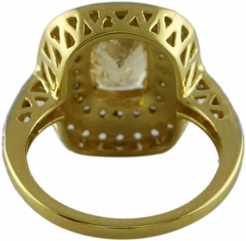 Carillon Stunning Imperial Hessonite Cushion Shape 9X7MM Natural Earth Mined Gemstone 925 Sterling Silver Ring Wedding Jewelry (Yellow Gold Plated) for Women & Men