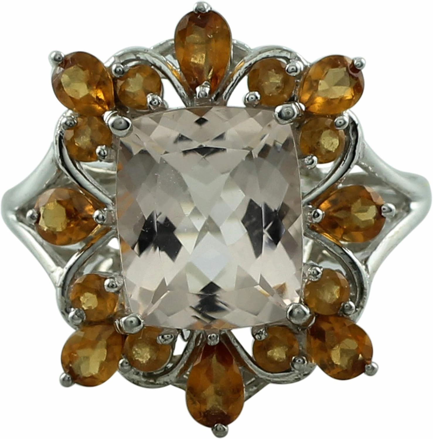 Carillon Stunning Rose De France Cushion Shape 12X10MM Natural Earth Mined Gemstone 925 Sterling Silver Ring Wedding Jewelry for Women & Men
