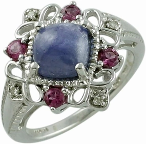 Carillon Stunning Tanzanite Cushion Shape 7MM Natural Earth Mined Gemstone 925 Sterling Silver Ring Wedding Jewelry for Women & Men