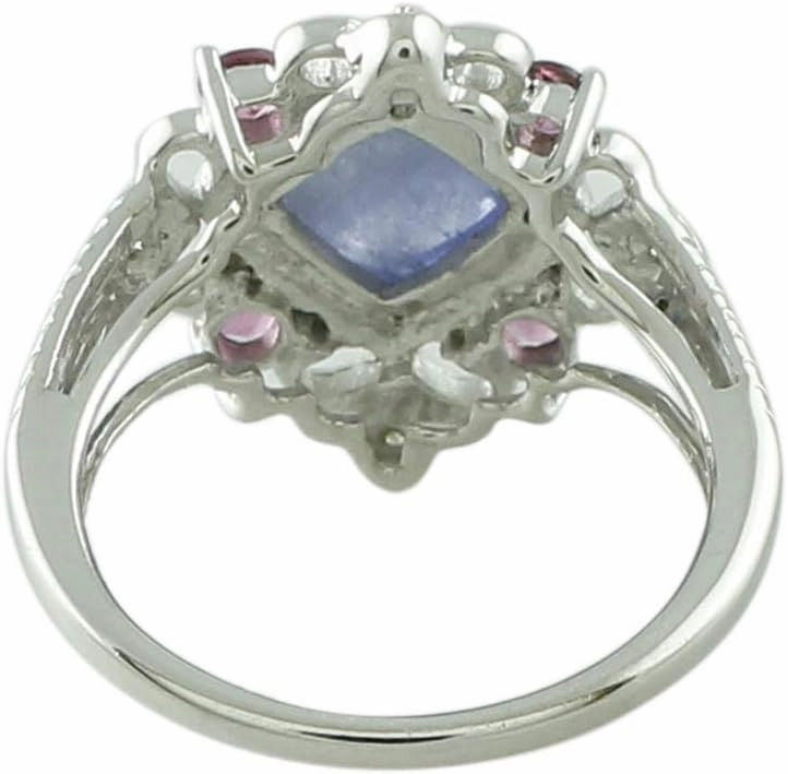 Carillon Stunning Tanzanite Cushion Shape 7MM Natural Earth Mined Gemstone 925 Sterling Silver Ring Wedding Jewelry for Women & Men