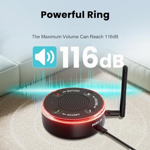 Cell Phone Ringer Amplifier for Elderly, External Ringer for Cell Phone, Bluetooth Ringer Amplifiers for Hard of Hearing – Loud Ringtone/Call, Message & App Alerts/Answer Calls