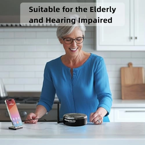 Cell Phone Ringer Amplifier for Elderly, External Ringer for Cell Phone, Bluetooth Ringer Amplifiers for Hard of Hearing – Loud Ringtone/Call, Message & App Alerts/Answer Calls