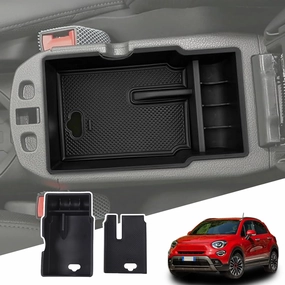 Central Console Armrest Storage Box Compatible with Fiat 500X Center Console Organizer Tray ABS Interior Accessories