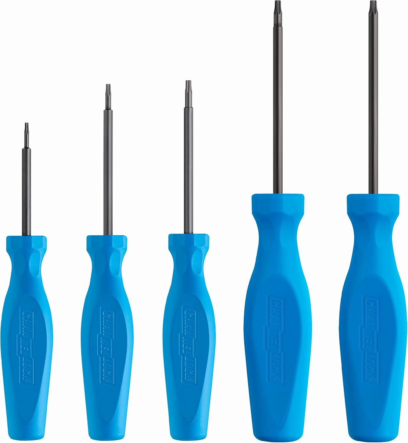 CHANNELLOCK TP-5H 5 Piece Professional Torx Screwdriver Set, Precision Machined Non-Magnetic, Made in USA, Molded Tri-Lobe Grip
