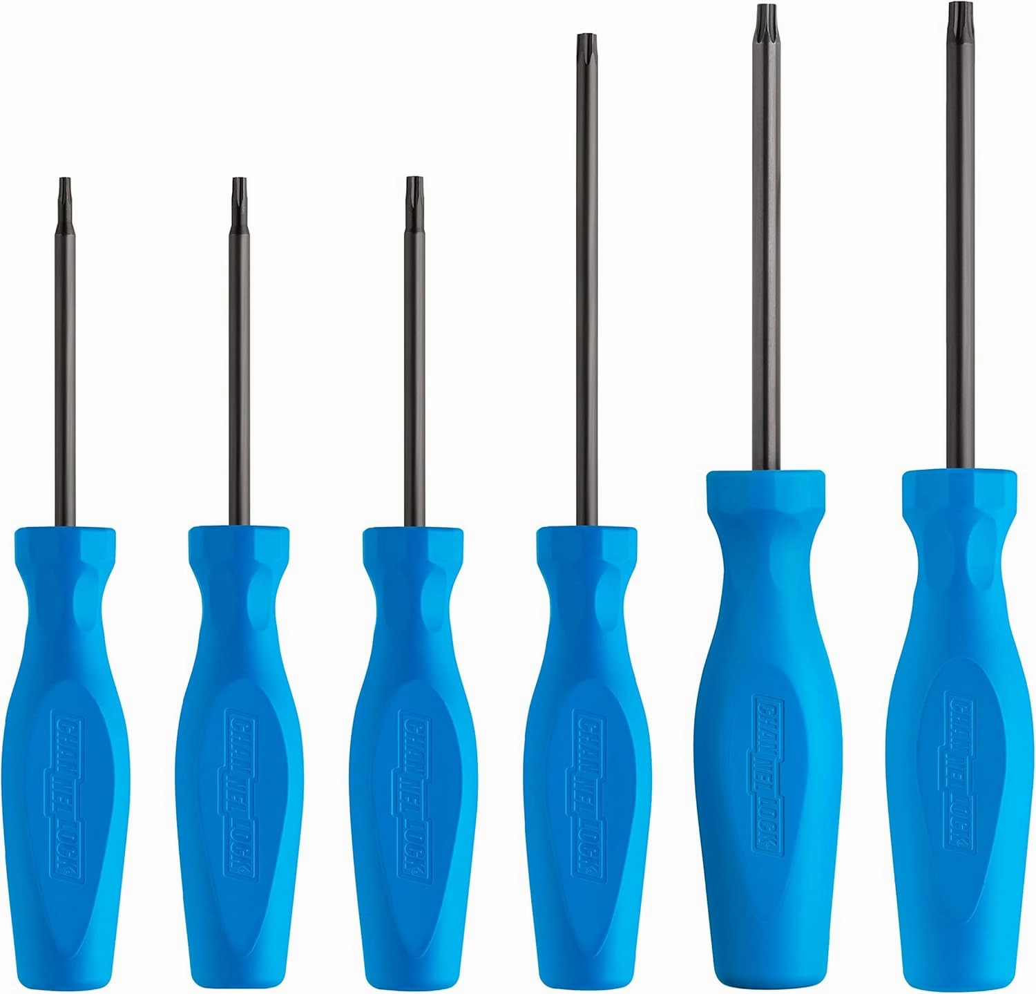 CHANNELLOCK TS-6H 6 Piece Professional Torx Screwdriver Set, Magnetic Tip, Made in USA, Molded Tri-Lobe Grip