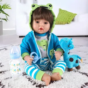 CHAREX Lifelike Reborn Baby Dolls Boy - 18 Inch Baby Toddler Soft Body Realistic Newborn Baby Doll Real Life Baby Dolls Toy Gift with Accessories for Kids Age 3 