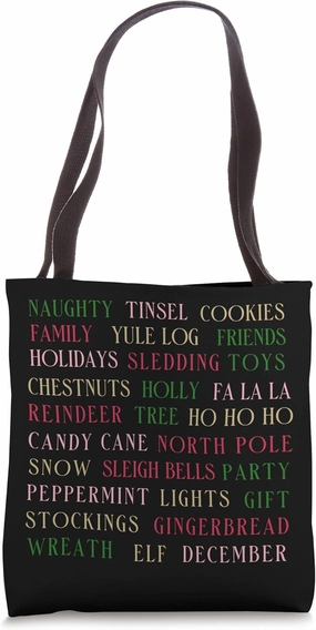 Christmas Winter Holiday Words Vocabulary Xmas Teacher Gift Tote Bag