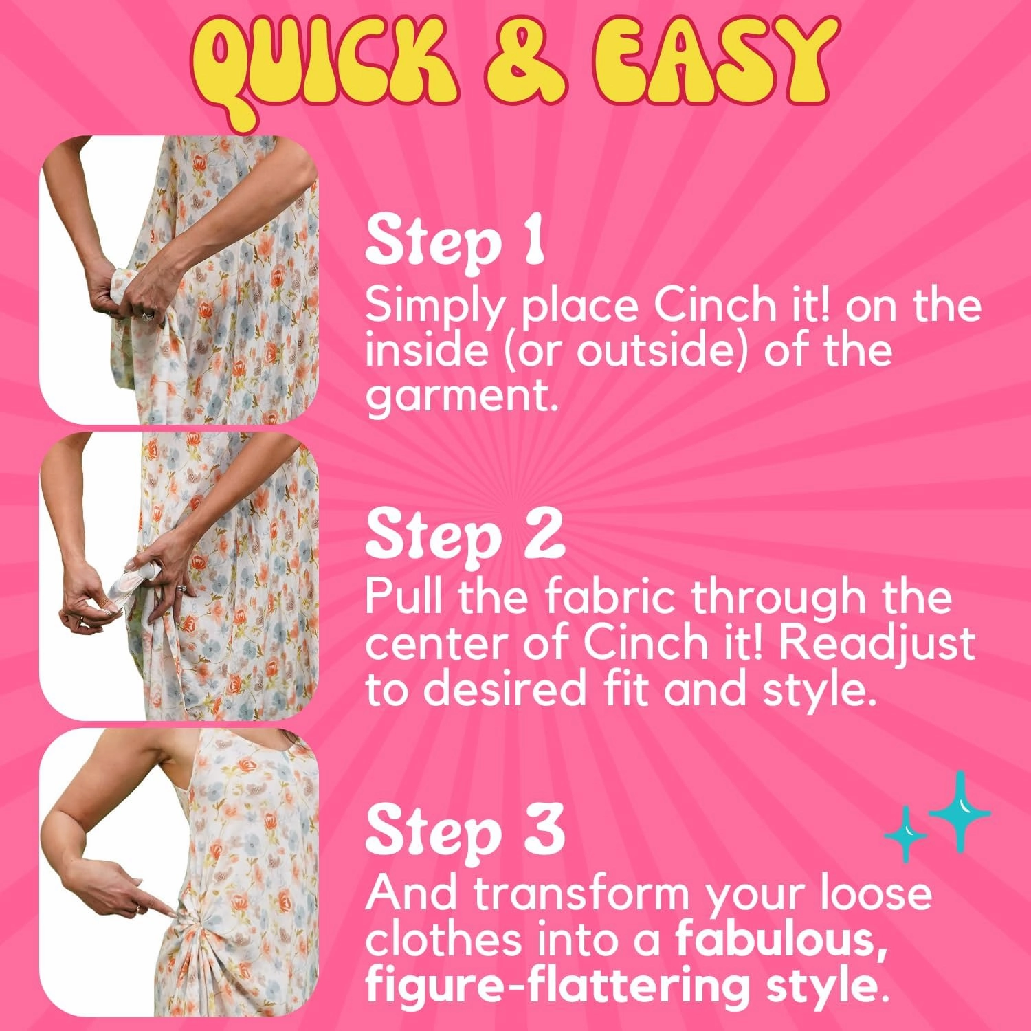 Cinch It! by StylifyX Clothing Cinch Clips - Hidden Dress Cinch Clip & Shirt Cincher Clip - Fashion Accessories for Women
