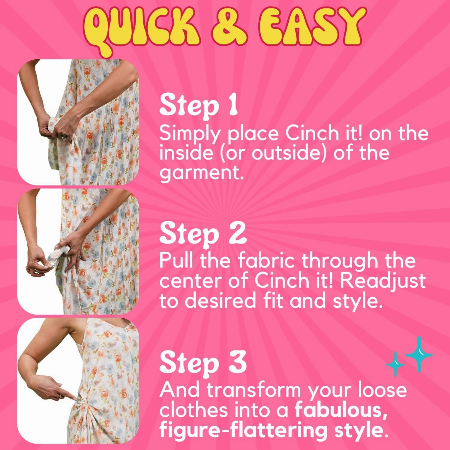 Cinch It! by StylifyX Clothing Cinch Clips - Hidden Dress Cinch Clip & Shirt Cincher Clip - Fashion Accessories for Women