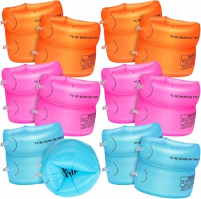 Civaner 12 Pack Arm Floaties Inflatable Swim Arm Bands Water Wings Floater Sleeves Swimming Rings Tube Armlets for Toddlers, Kids and Adults(Yellow, Blue, Rose Red)