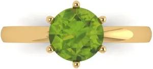 Clara Pucci 1.50 ct Round Cut Solitaire Genuine Natural Green Peridot Engagement Bridal Promise Anniversary Ring in 14k yellow Gold