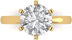 Clara Pucci 3Ct Round Cut Solitaire Moissanite Engagement Ring for Women - Solid 14K Yellow Gold
