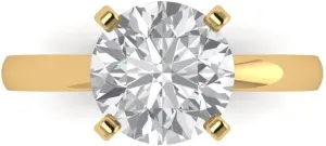 Clara Pucci 3Ct Round Cut Solitaire Moissanite Engagement Ring - Solid 14K Yellow Gold