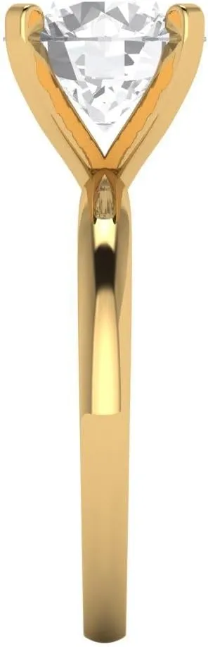 Clara Pucci 3Ct Round Cut Solitaire Moissanite Engagement Ring - Solid 14K Yellow Gold