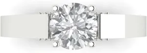 Clara Pucci Natural Diamond Engagement or Promise Ring for Women – Solitaire, 1.06 tcw Round Cut in 18K Solid Gold (White, Yellow, or Rose)
