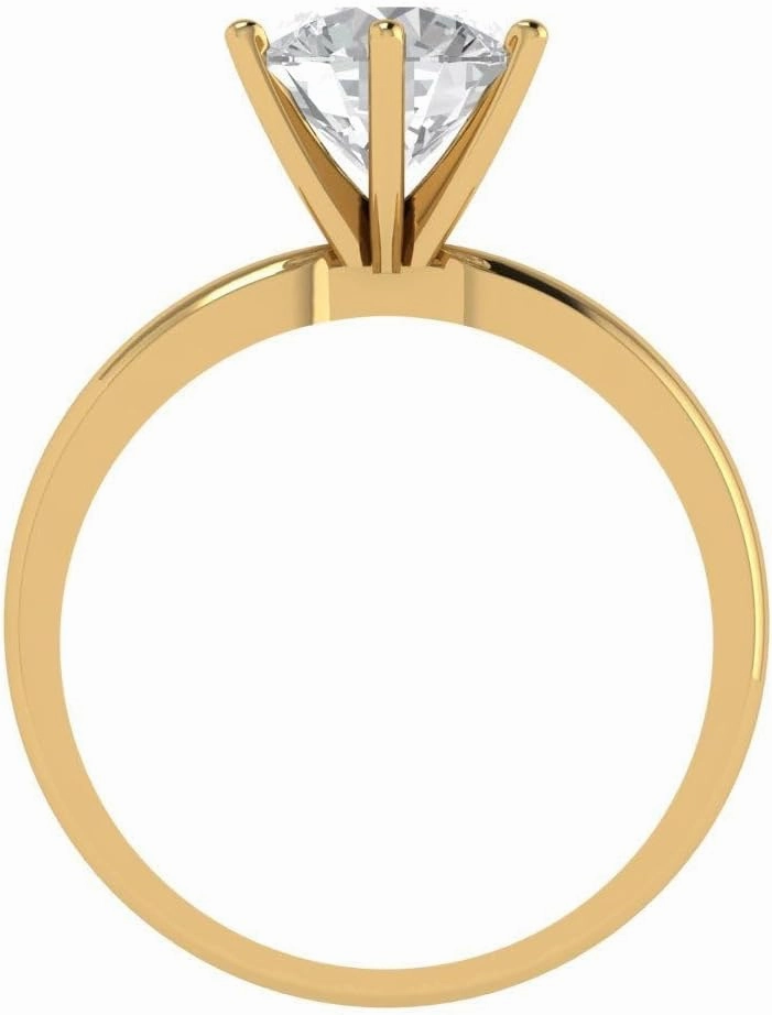 Clara Pucci 2Ct Round Cut Solitaire Moissanite Engagement Ring for Women - Solid 14K Yellow Gold