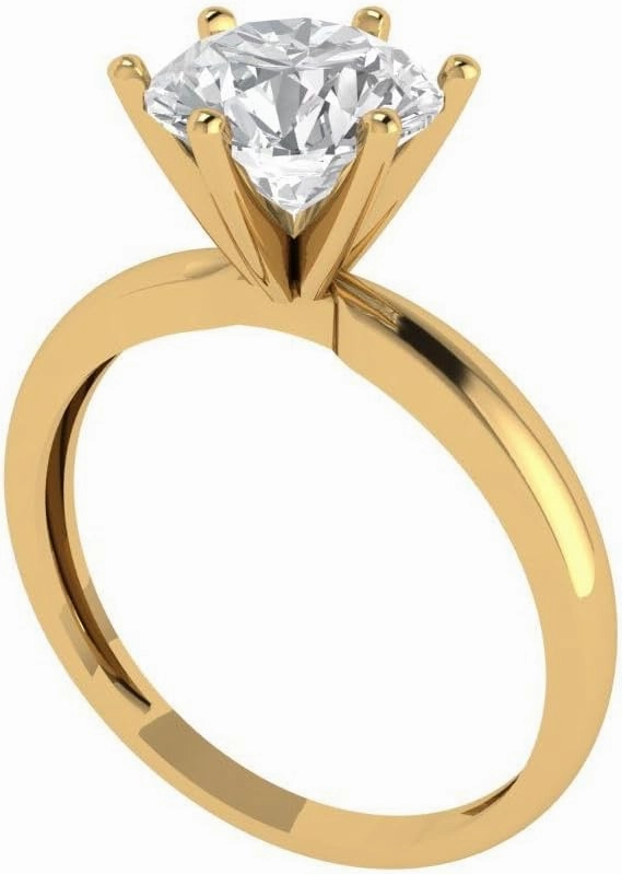 Clara Pucci 2Ct Round Cut Solitaire Moissanite Engagement Ring for Women - Solid 14K Yellow Gold