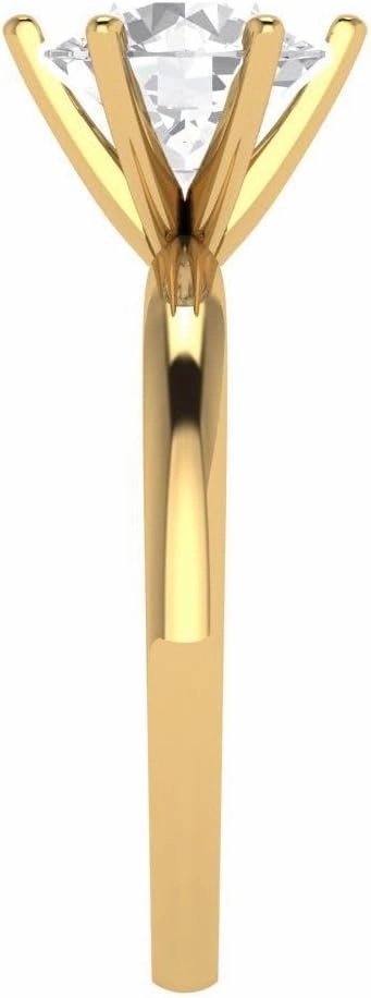 Clara Pucci 2Ct Round Cut Solitaire Moissanite Engagement Ring for Women - Solid 14K Yellow Gold
