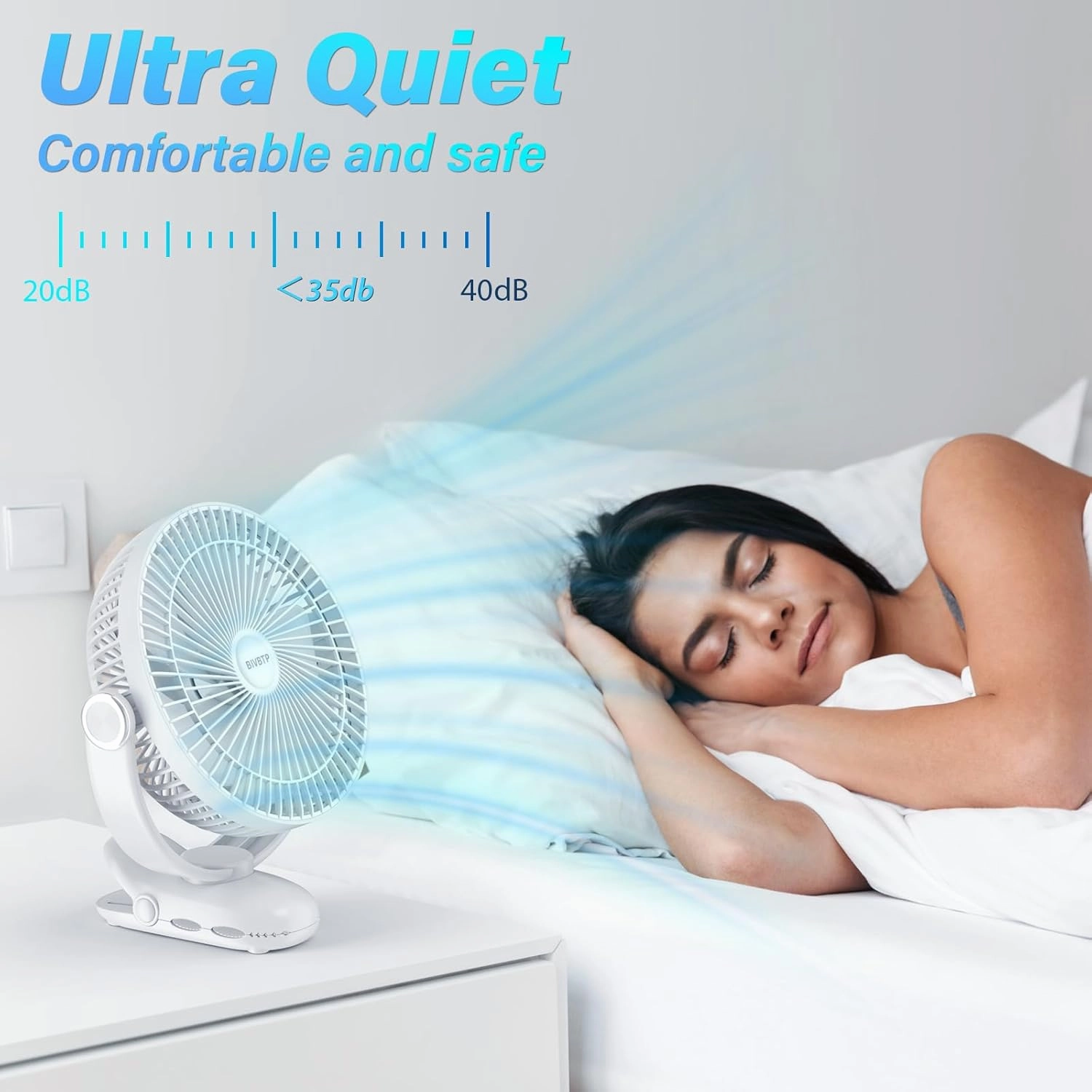 Clip on Fan 30H Longest Runtime,12000mAh 8-Inch Rechargeable Portable Fan, Ultra Quiet with Heavy-Duty Clamp, USB Desk Fan for Golf Cart, Office, Camping, Treadmill