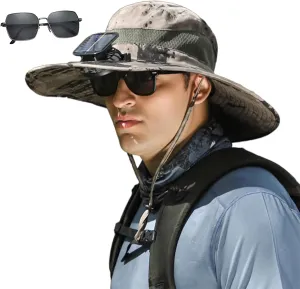 Colitt Fishing Hat with Built in Fan, 2025 New Ultralightwide Brim Solar Fan Outdoor Fishing Hat-Solar & USB Charging