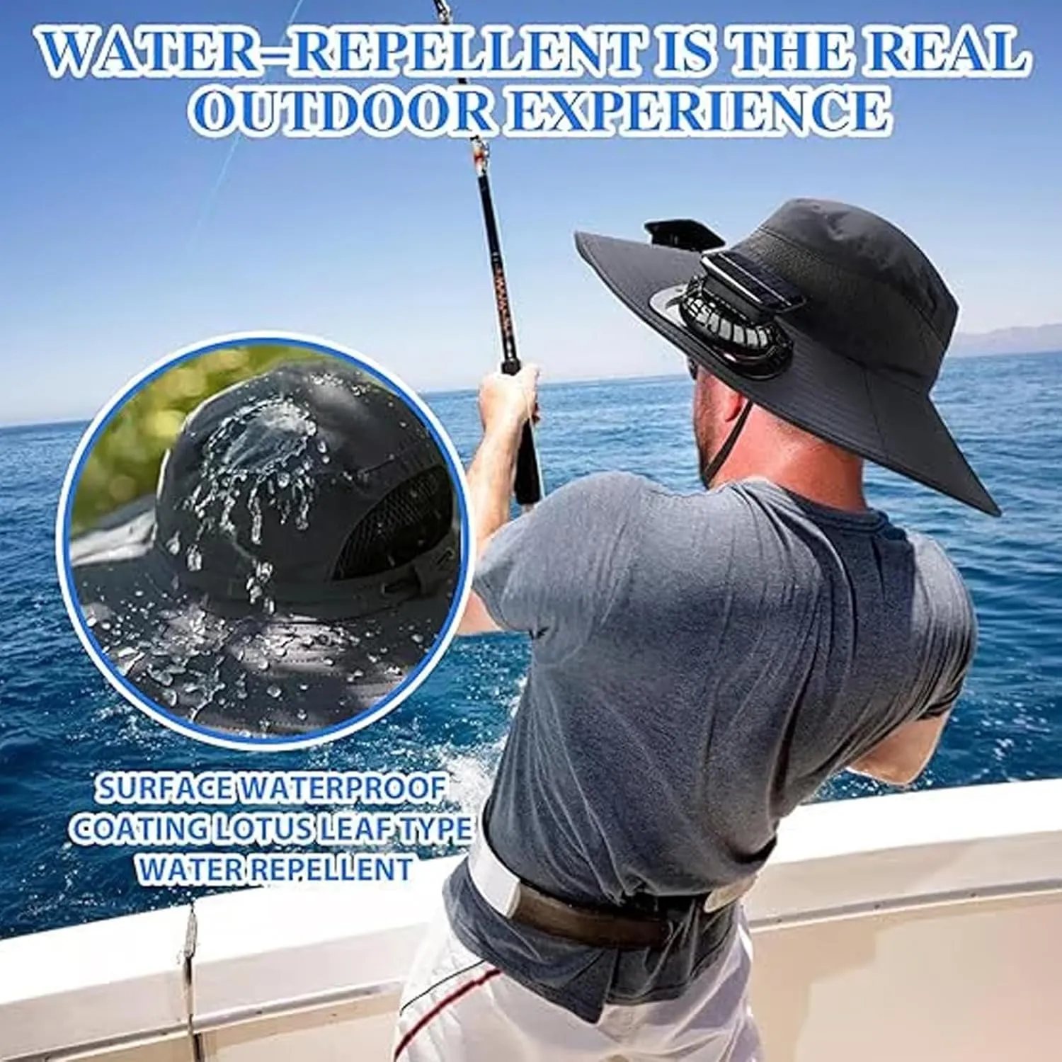 Colitt Fishing Hat with Built in Fan, 2025 New Ultralightwide Brim Solar Fan Outdoor Fishing Hat-Solar & USB Charging
