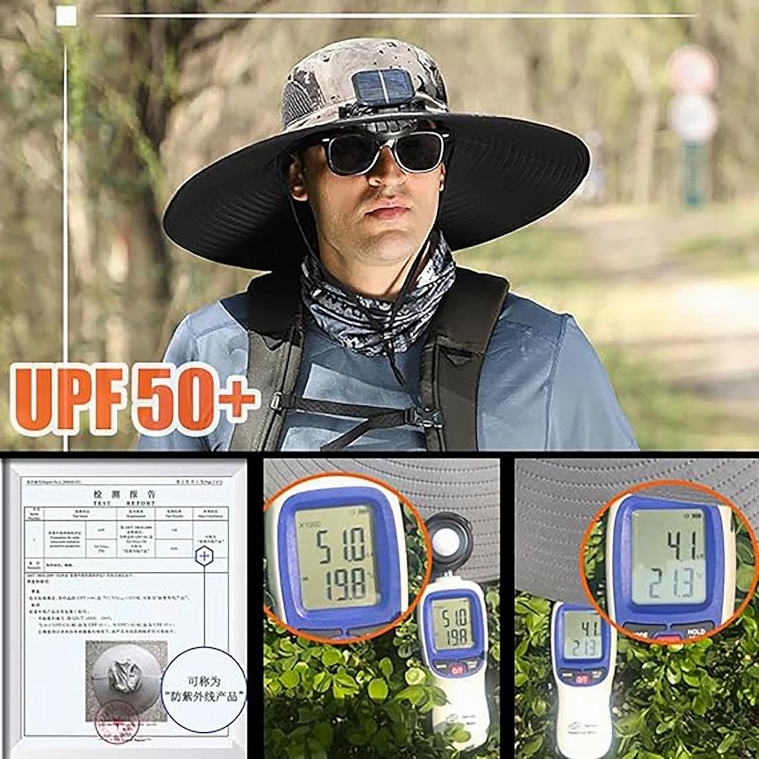 Colitt - Fishing Hat with Built in Fan, Hat with Fans Solar Power, Colitt Fishing Hat Wide-Brimmed Hats with Two Fans