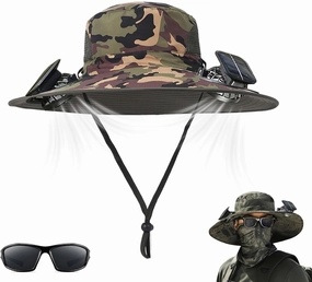 Colitt - Fishing Hat with Built in Fan, Hat with Fans Solar Power, Colitt Fishing Hat Wide-Brimmed Hats with Two Fans