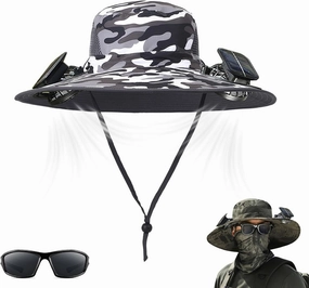 Colitt - Fishing Hat with Built in Fan, Hat with Fans Solar Power, Colitt Fishing Hat Wide-Brimmed Hats with Two Fans