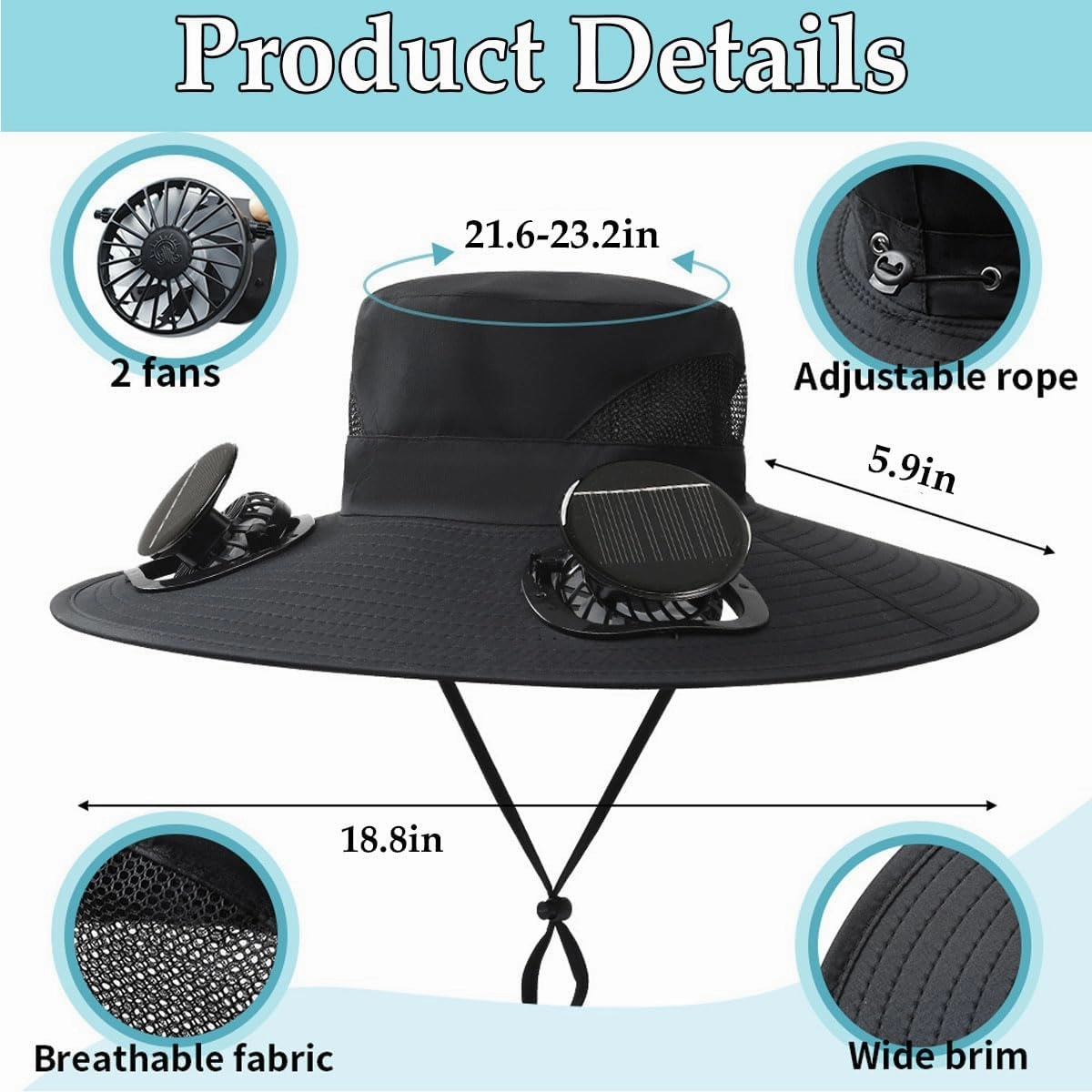Collit Fishing Hat, Consulbefor Fan Hat, Bucket Wide Panel Brim Sombrero Hats Men in Outdoor