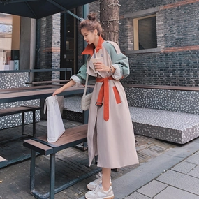 Color-Block Trench Coat - Women's Stylish Lightweight Spring Coat