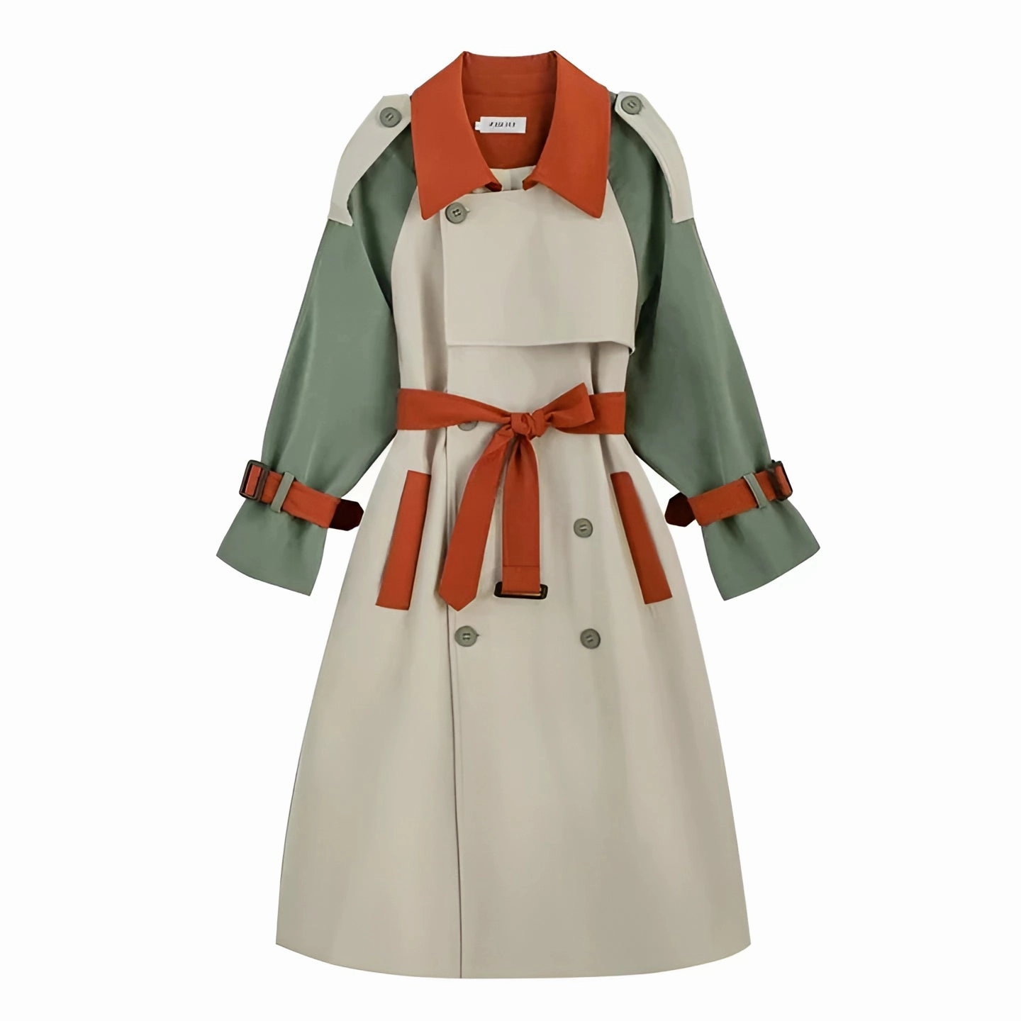 Color-Block Trench Coat - Women's Stylish Lightweight Spring Coat