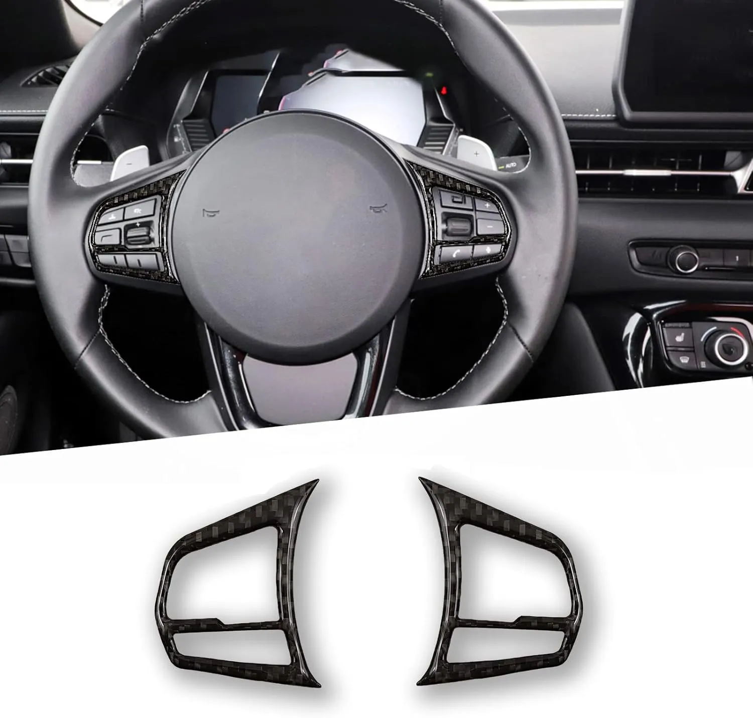 Compatible with Carbon Fiber Center Control Steering Wheel Logo Button Interior Decoration Sticker for Toyota Supra GR A90 A91 MK5 2019 2020 2021 2022 (2PCS Black)
