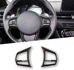 Compatible with Carbon Fiber Center Control Steering Wheel Logo Button Interior Decoration Sticker for Toyota Supra GR A90 A91 MK5 2019 2020 2021 2022 (2PCS Black)