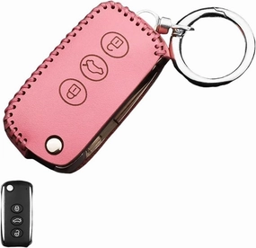 Compatible for Bentley Mulsanne Continental Flying Spur Car Key Bag Case Wallet Holder Key Cover Top Leather(Style 4)