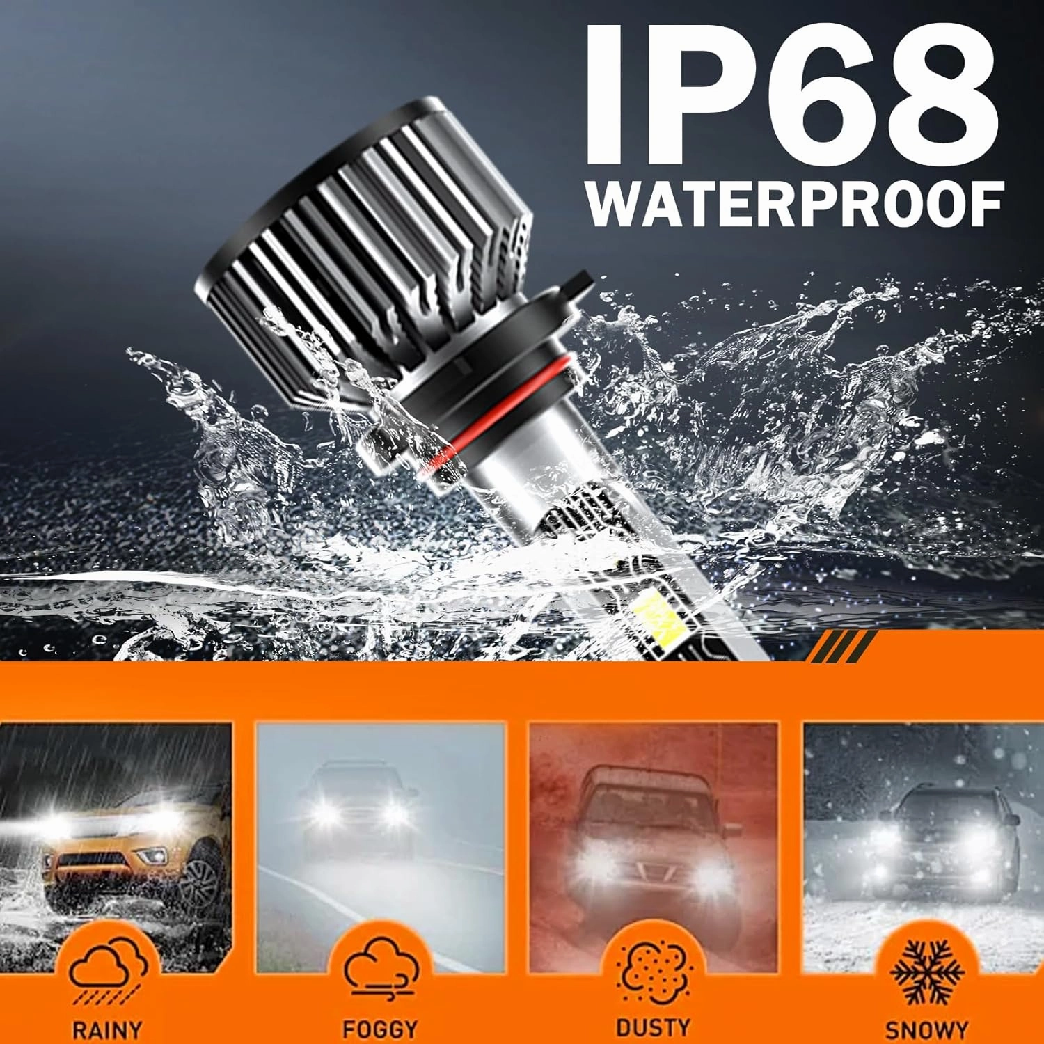 Compatible For Dodge Ram 1500 2500 3500 With Projector 2013 2014 2015 Bulbs 9005 High Beam 9012 Low Beam 9140 Fog Light Bulbs 6500K White with fan, IP68 Waterproof, Packof 6