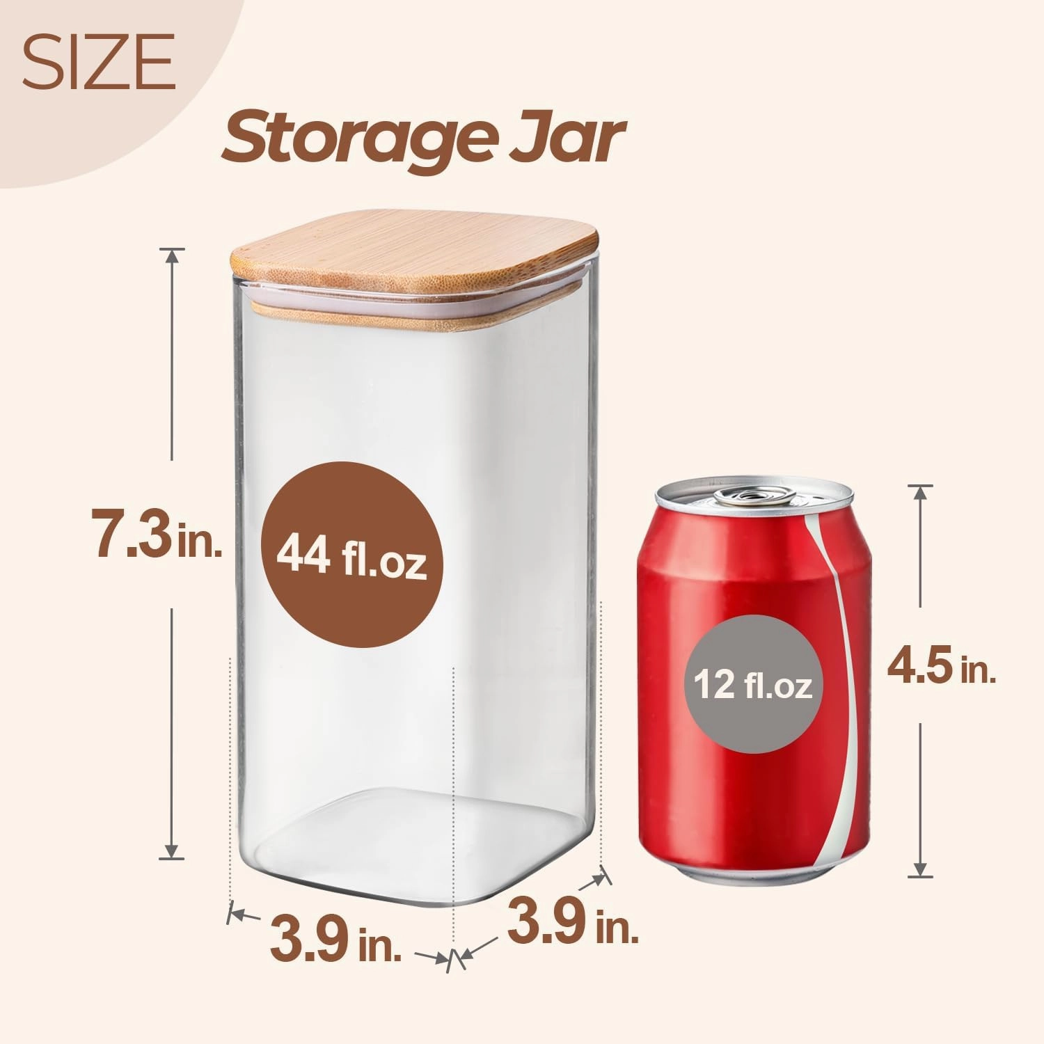 ComSaf 44oz Glass Storage Containers with Lids, Glass Jars with Lids, Clear Food Storage Jar, Square Glass Canister Set of 3, Pantry Organizers and Storage for Flour Oat Pasta Tea Cookie Coffee Bean