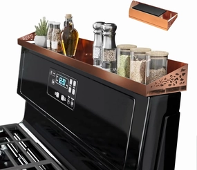 Copper Magnetic Stove Top Shelf, 30" Length, Spice Rack Over the Stove, Oven Shelf for Top of Stove, Kitchen Organizer & Seasoning Storage (Brushed Copper)