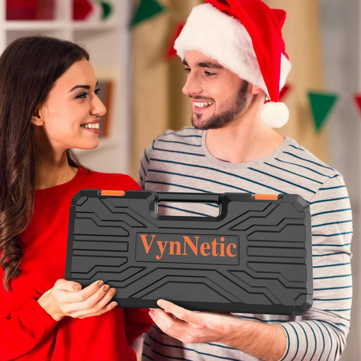 Cordless Electric Fillet Knife with 4 Ti-Nitride S.S. Coated Non-Stick Blades, Rechargeable Orange Electric Knife with Cooling Hole Non-Slip Handle & 2 Batteries, Charger and Case for Fishing