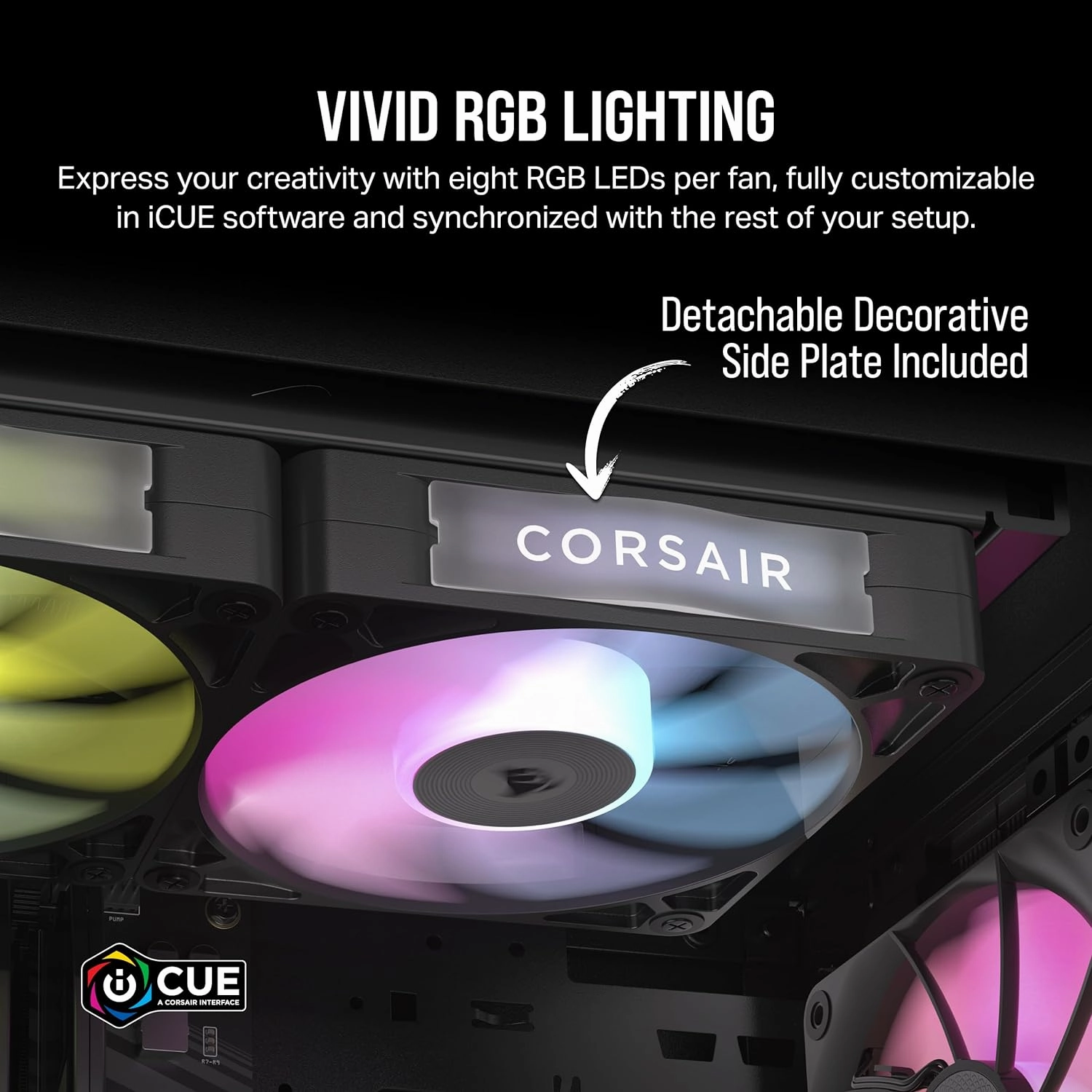 CORSAIR iCUE Link RX120 RGB 120mm PWM Fans with iCUE Link System Hub - Magnetic Dome Bearing - Triple Pack - Black