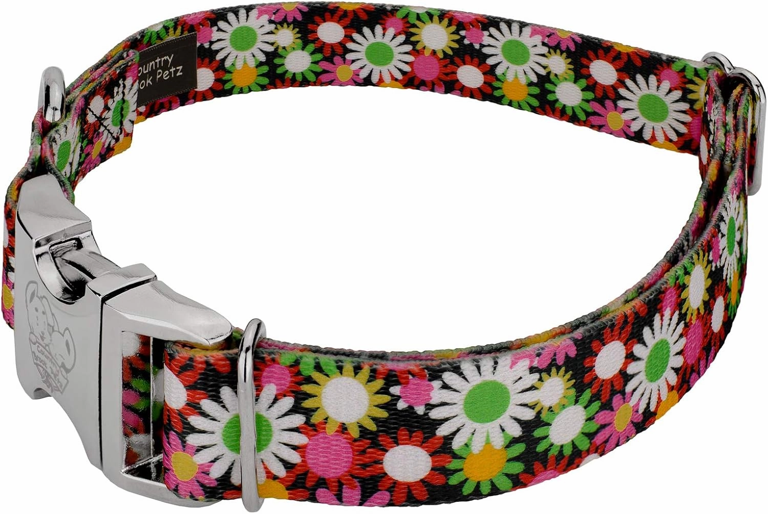 Country Brook Petz - Premium Daisy Fields Dog Collar and Leash - Floral Collection Featuring Charming Designs (1 Inch, Large)