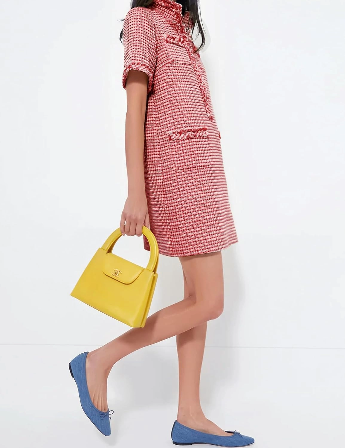 COZYPOIN Womens Tweed Mini Dress Elegant Front Half Zipper Short Sleeve Casual Work Straight Tube Dress with Pockets