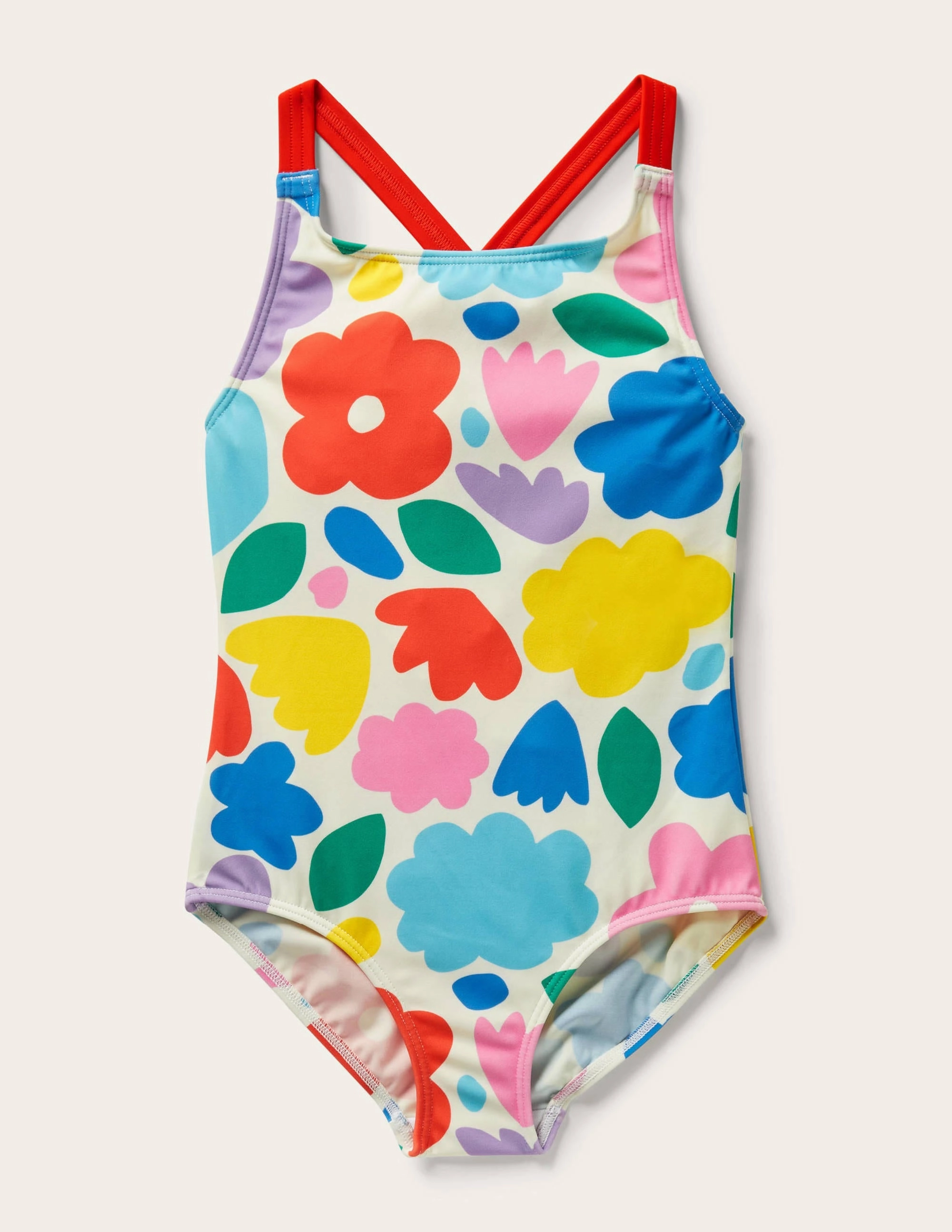 Cross-back Printed Swimsuit-Multi Painted Floral