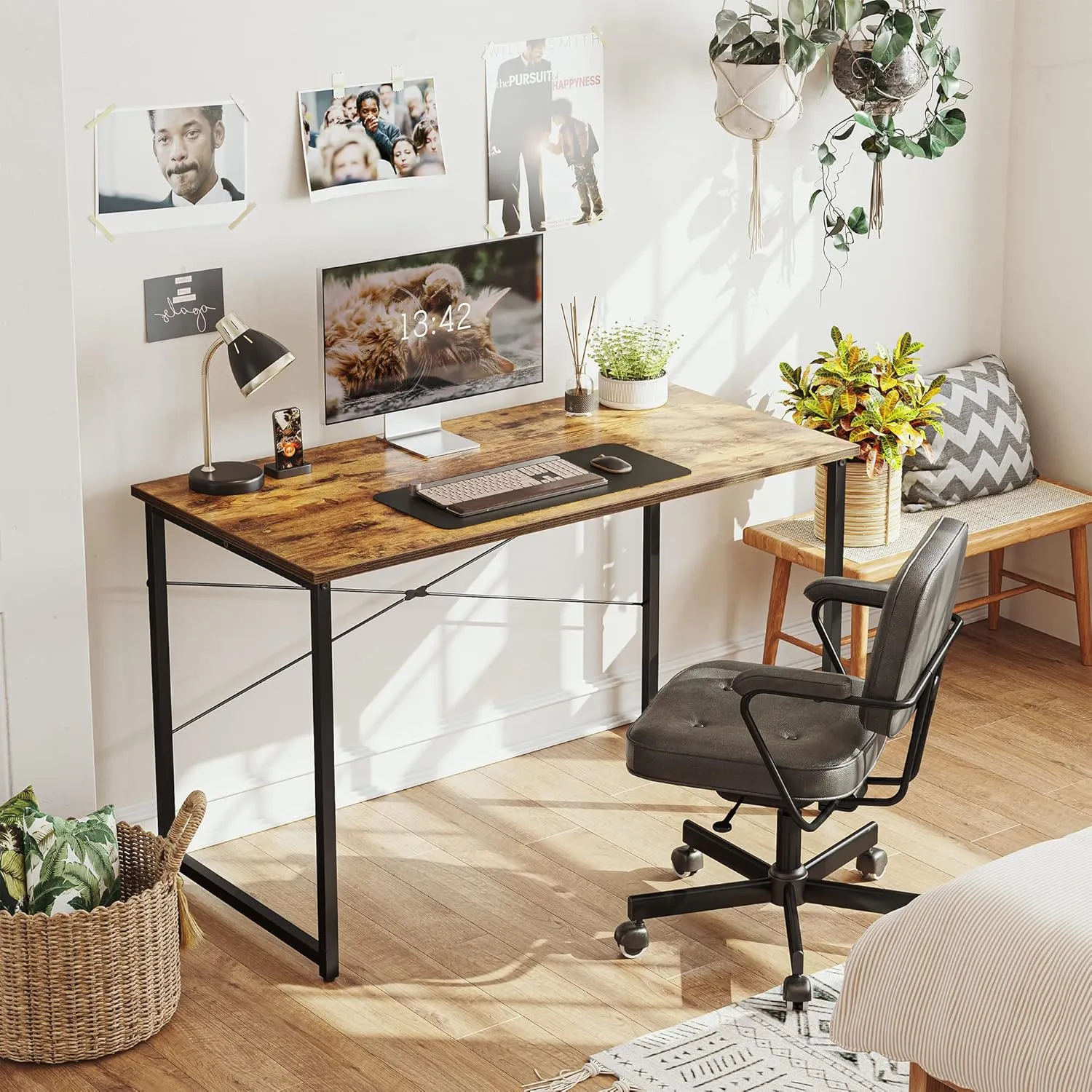 CubiCubi Computer Desk, 32 inch Home Office Small Desk, Modern Simple Style PC Table for Home, Office, Study, Writing, Vintage Brown