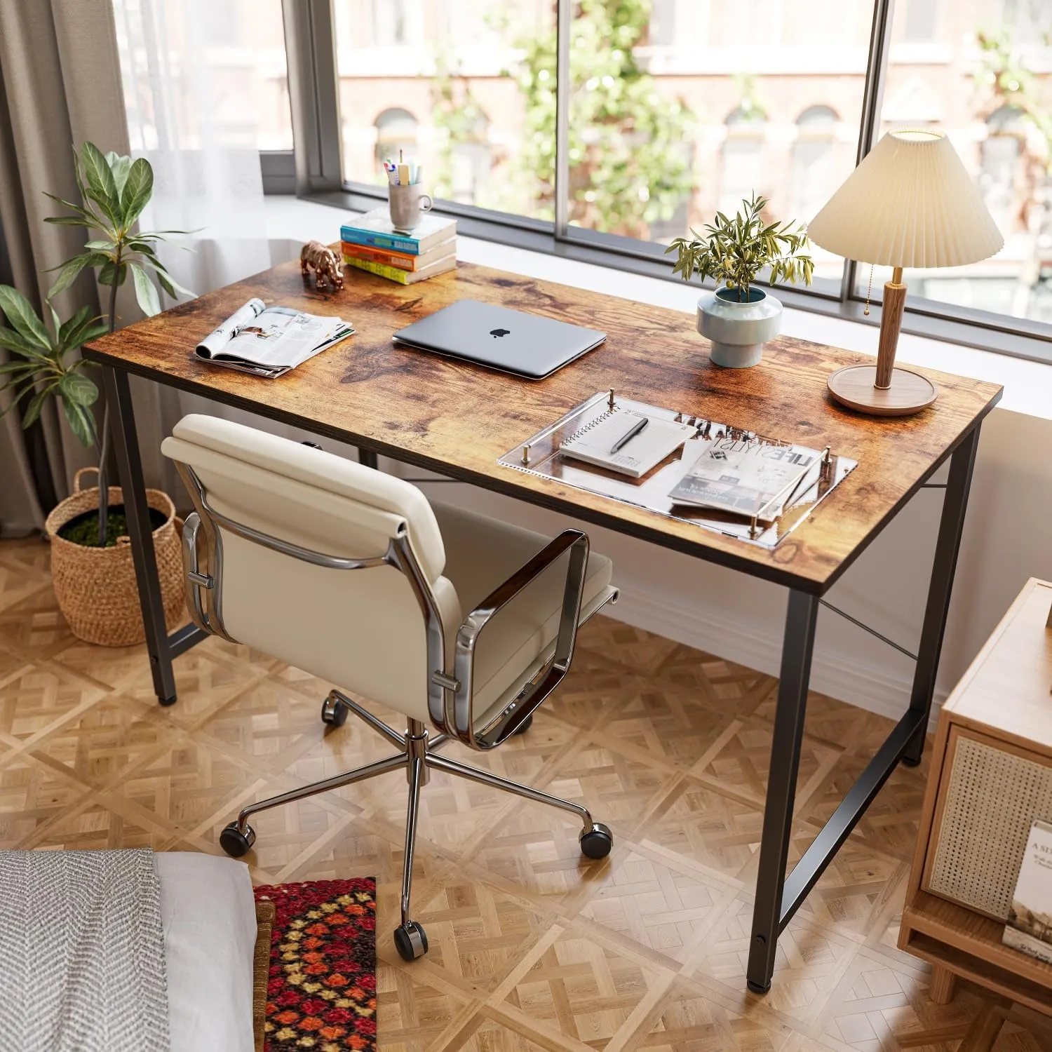 CubiCubi Computer Desk, 32 inch Home Office Small Desk, Modern Simple Style PC Table for Home, Office, Study, Writing, Vintage Brown