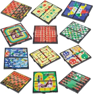 Curious Minds Busy Bags Set of All 12 Mini Magnetic Travel Games - Tiny Classic Board Games - Children's Games for Car or Airplane (All 12 Games)