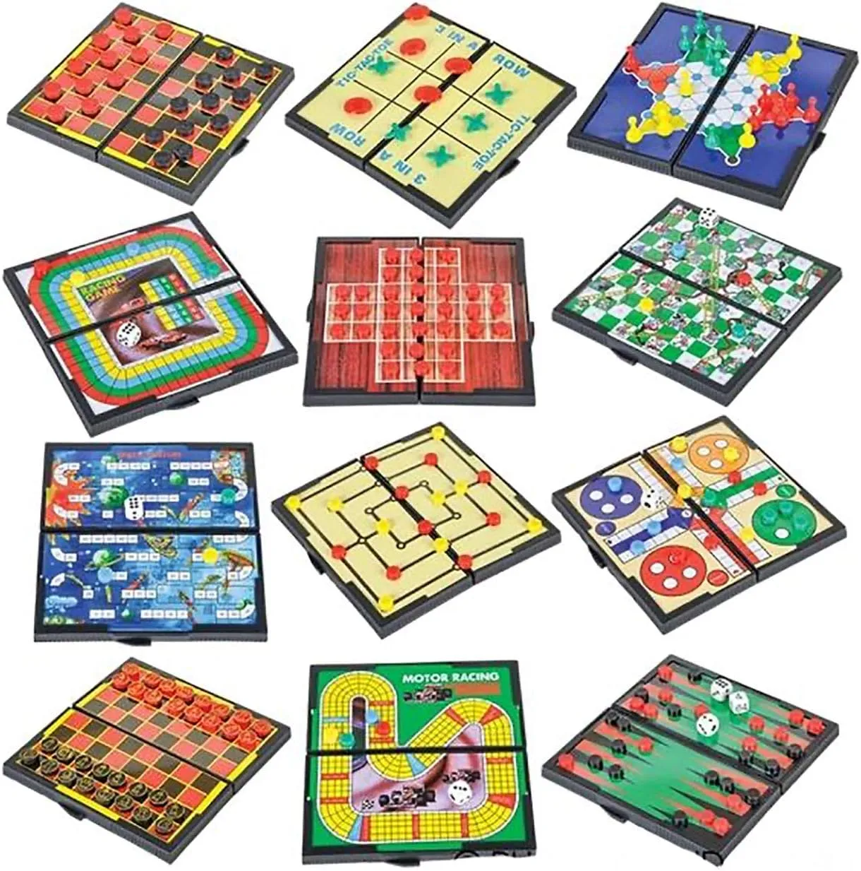 Curious Minds Busy Bags Set of All 12 Mini Magnetic Travel Games - Tiny Classic Board Games - Children's Games for Car or Airplane (All 12 Games)