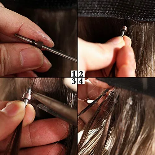 Curly Nano Ring Hair Extensions Machine Made Natural Color Remy Peruvian Hair Extensions For Women 1g/strand 8inch-26ich (22inch 100strands, Color #1)