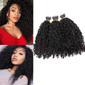 Curly Nano Ring Hair Extensions Machine Made Natural Color Remy Peruvian Hair Extensions For Women 1g/strand 8inch-26ich (22inch 100strands, Color #1)